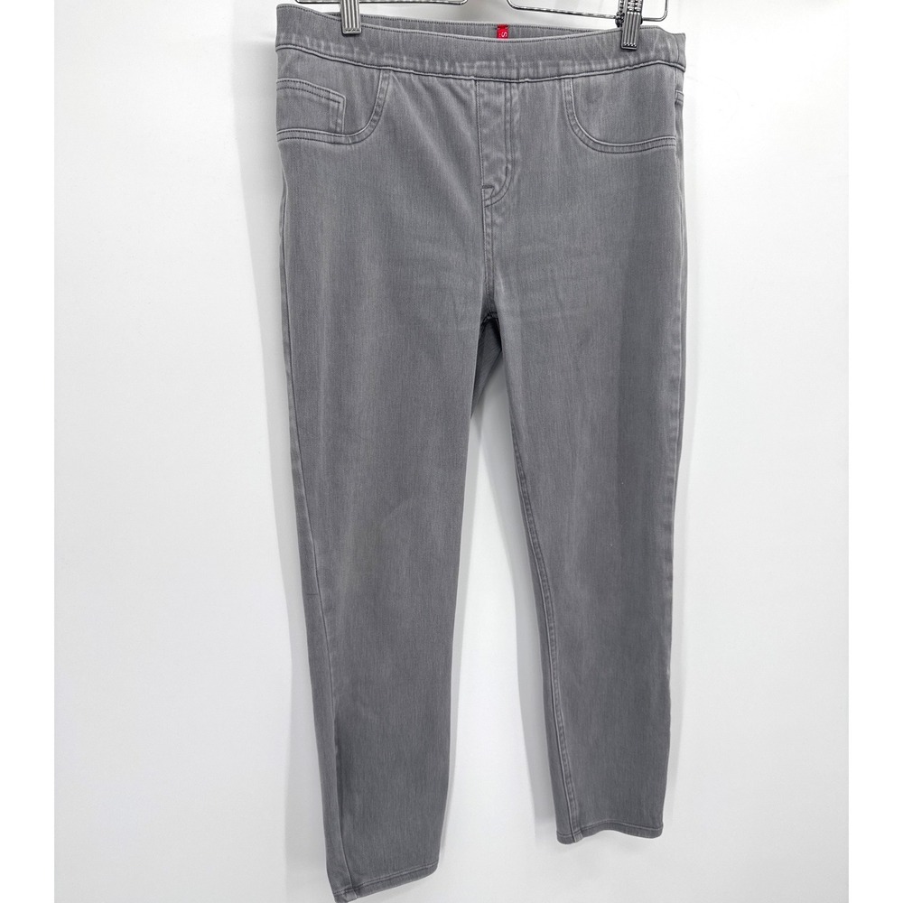 Spanx Womens Ankle Jean-ish Leggings L Gray Slimming Pull On Denim Pants